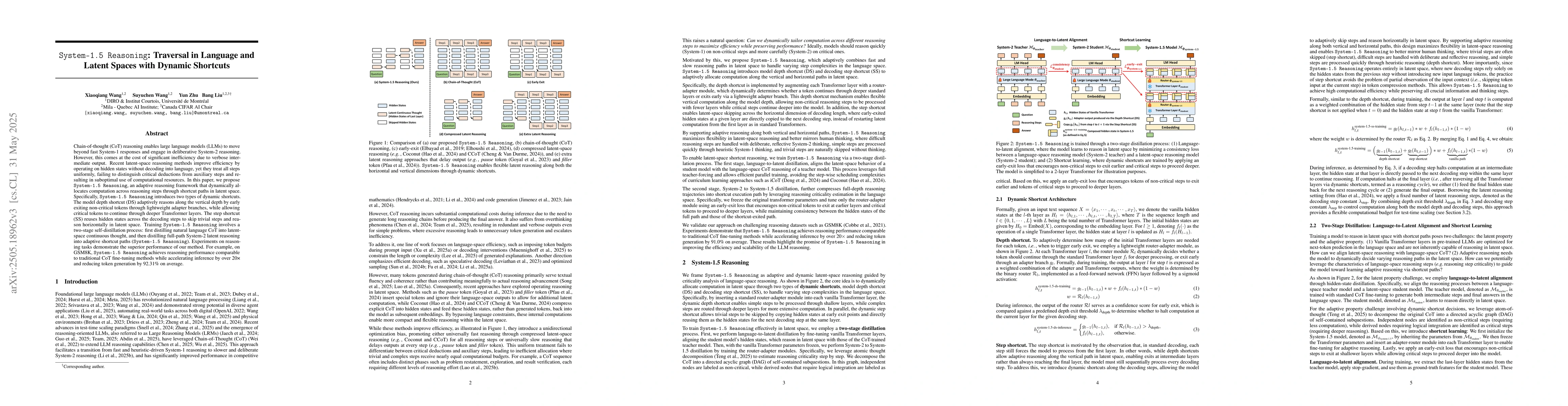 Thumbnail for System-1.5 Reasoning: Traversal in Language and Latent Spaces with
  Dynamic Shortcuts