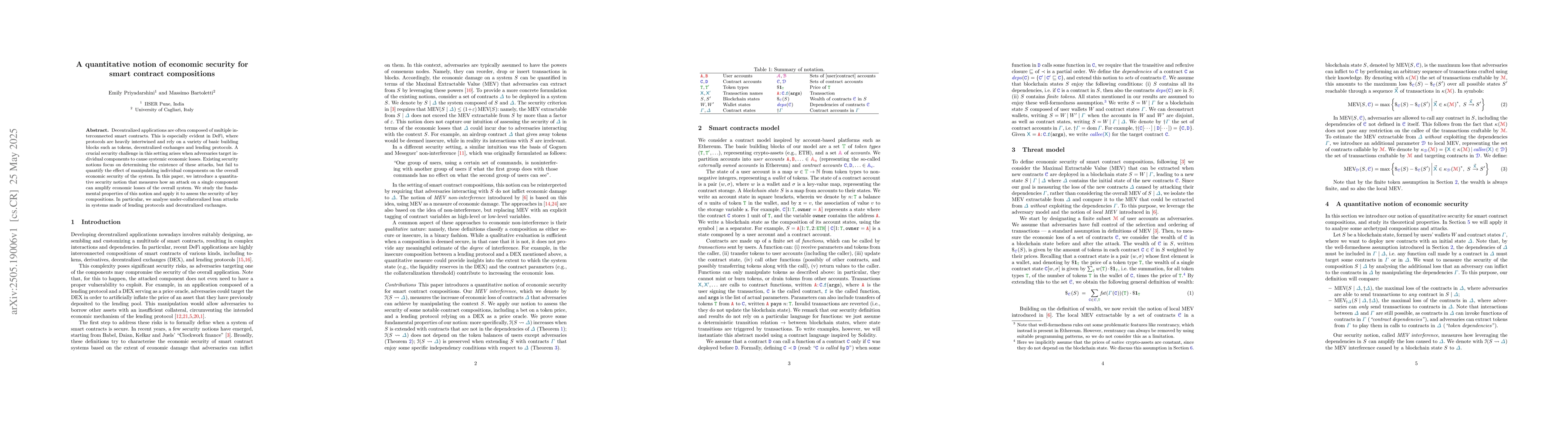 Thumbnail for A quantitative notion of economic security for smart contract
  compositions