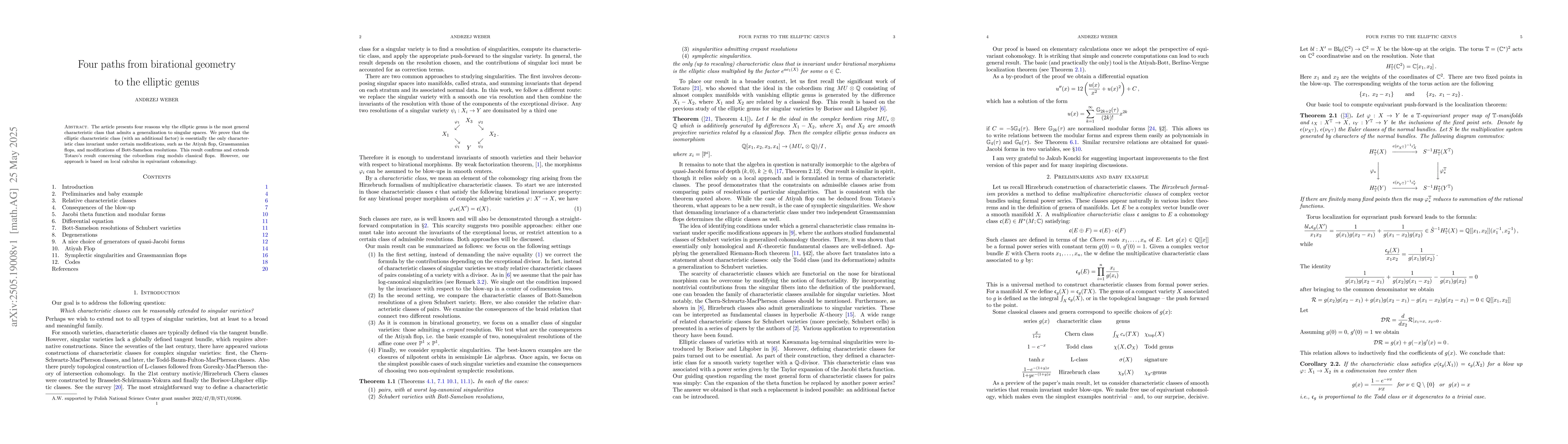 Thumbnail for Four paths from birational geometry to the elliptic genus