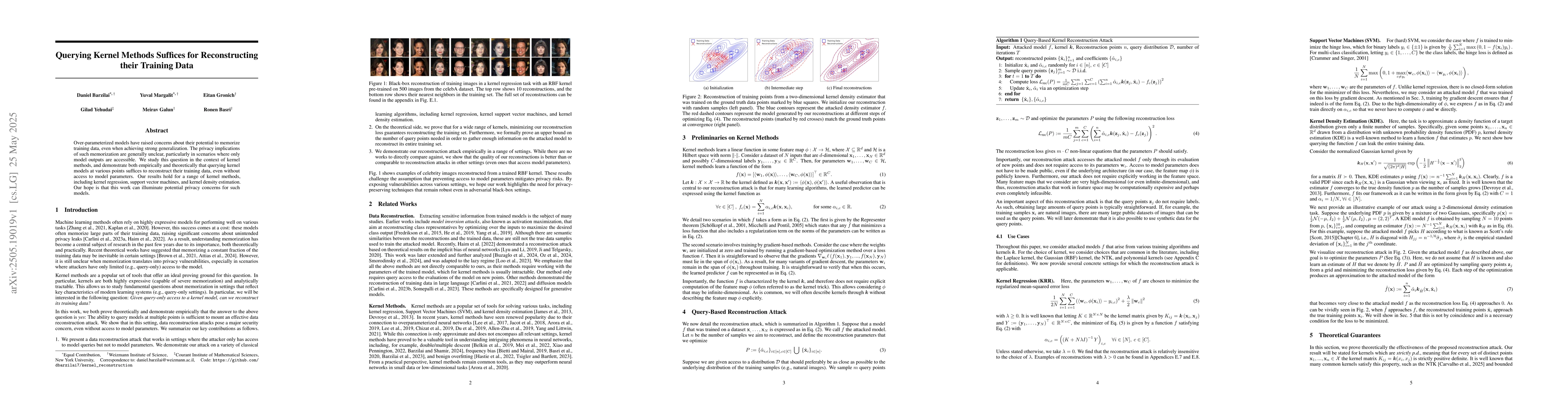 Thumbnail for Querying Kernel Methods Suffices for Reconstructing their Training Data