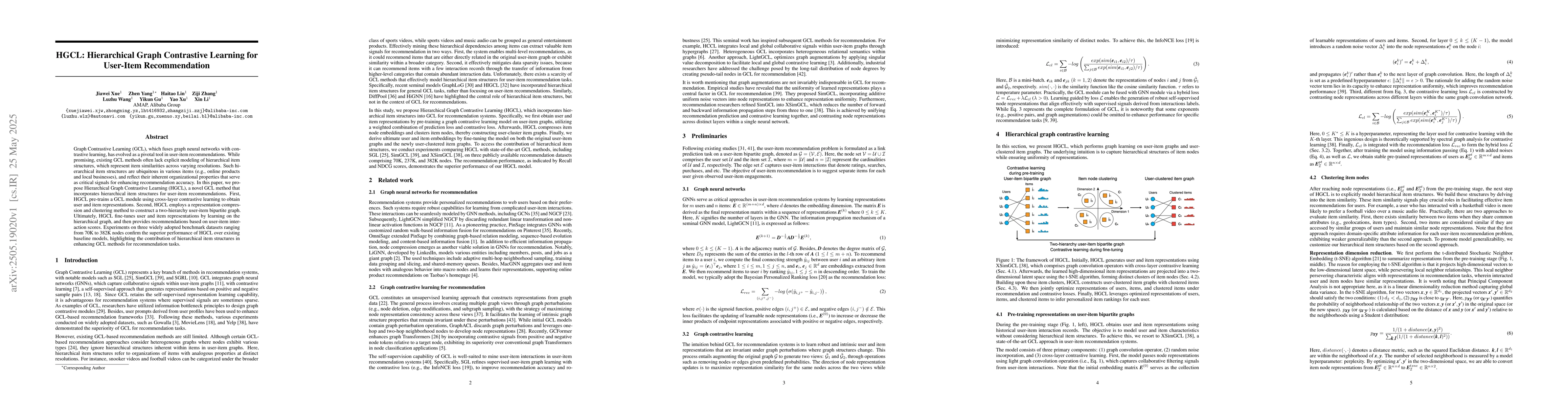 Thumbnail for HGCL: Hierarchical Graph Contrastive Learning for User-Item
  Recommendation