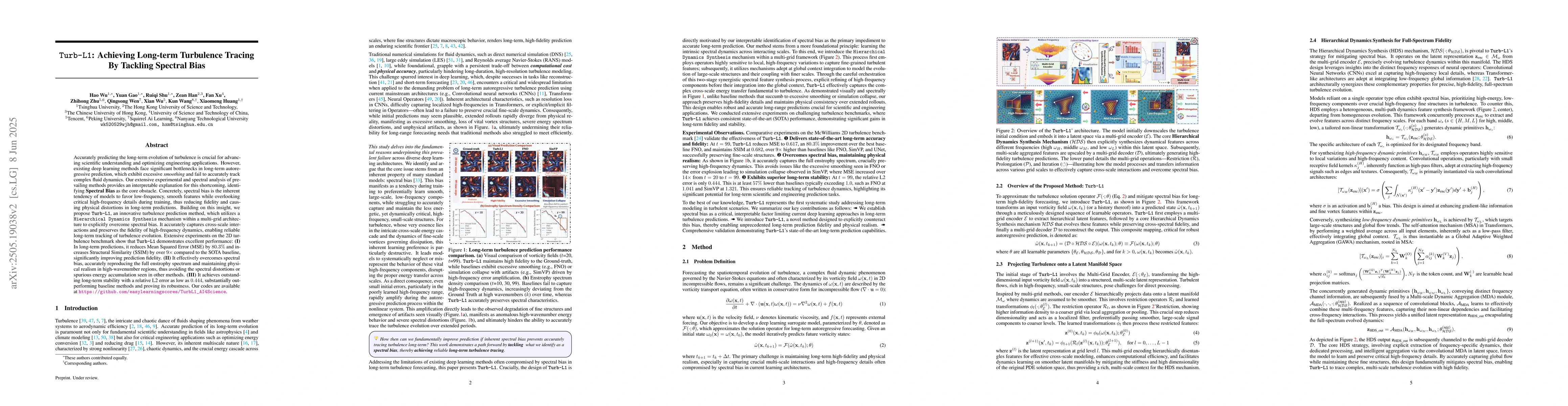 Thumbnail for Turb-L1: Achieving Long-term Turbulence Tracing By Tackling Spectral
  Bias