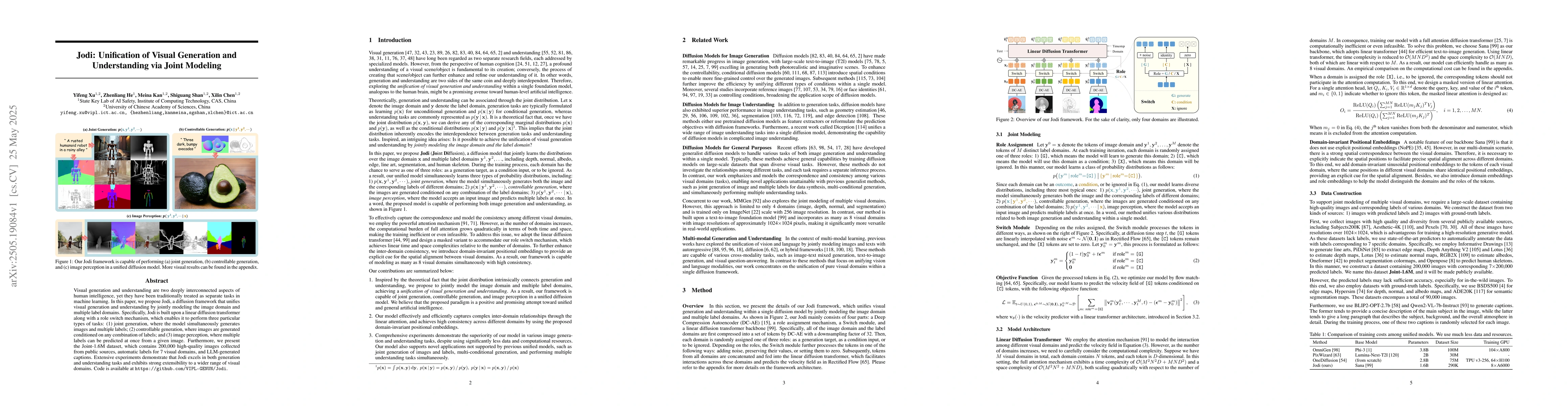 Thumbnail for Jodi: Unification of Visual Generation and Understanding via Joint
  Modeling