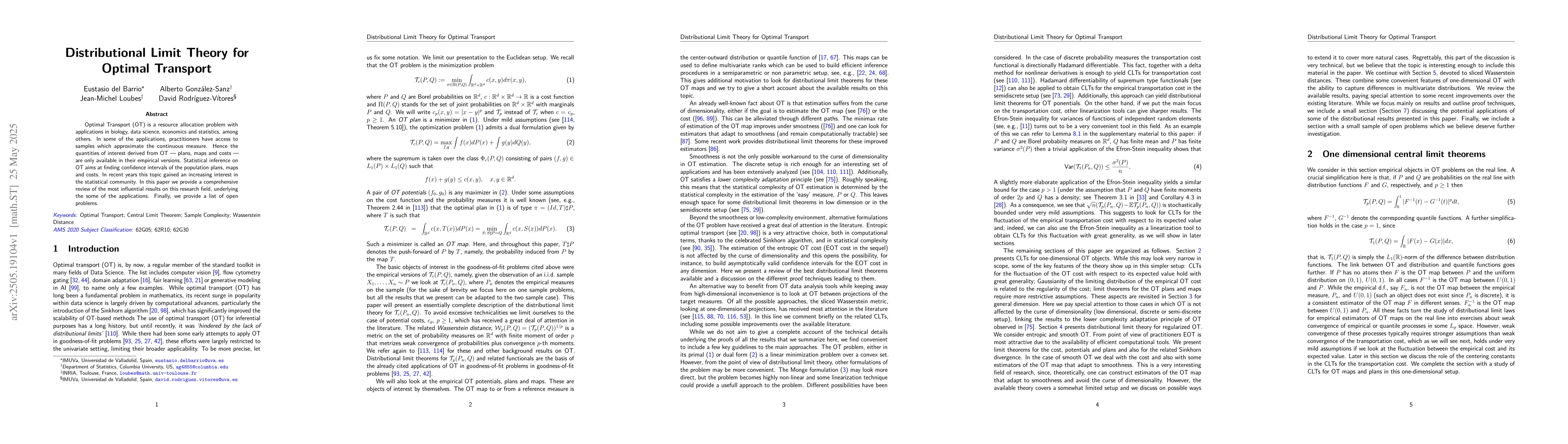 Thumbnail for Distributional Limit Theory for Optimal Transport