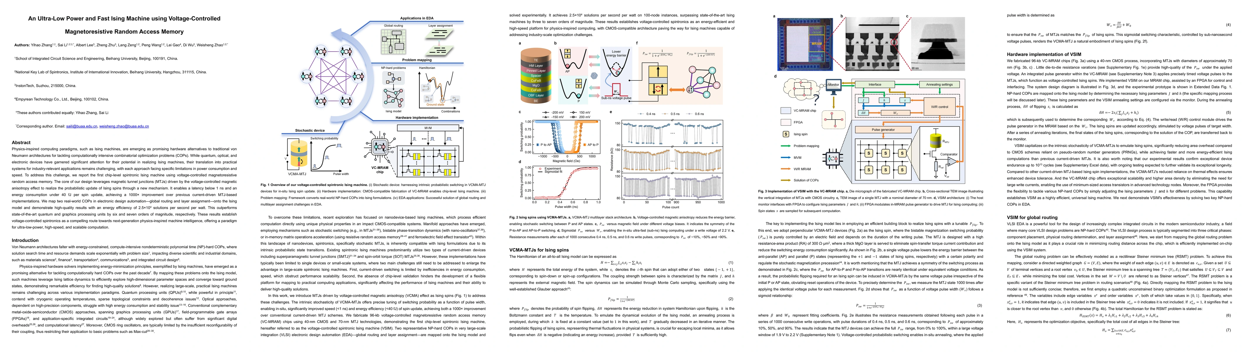 Thumbnail for An Ultra-Low Power and Fast Ising Machine using Voltage-Controlled
  Magnetoresistive Random Access Memory