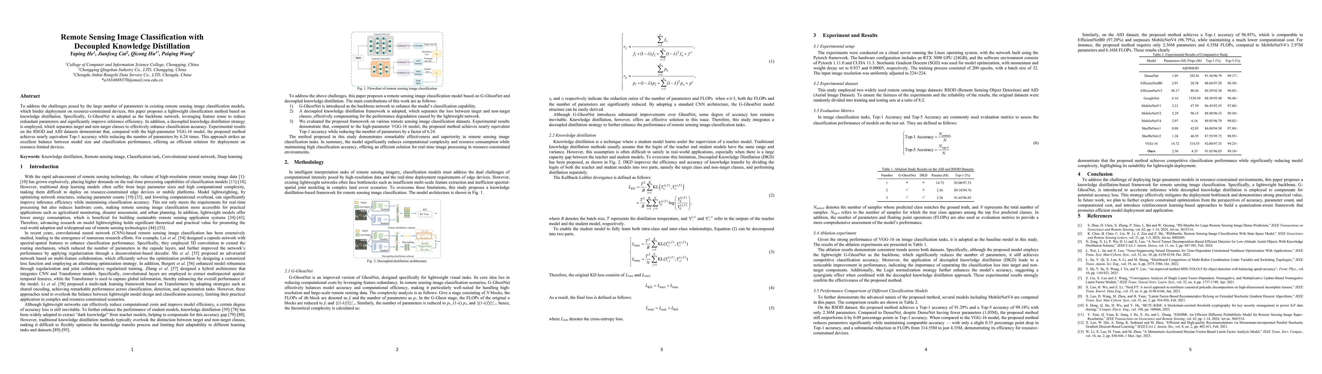 Thumbnail for Remote Sensing Image Classification with Decoupled Knowledge
  Distillation
