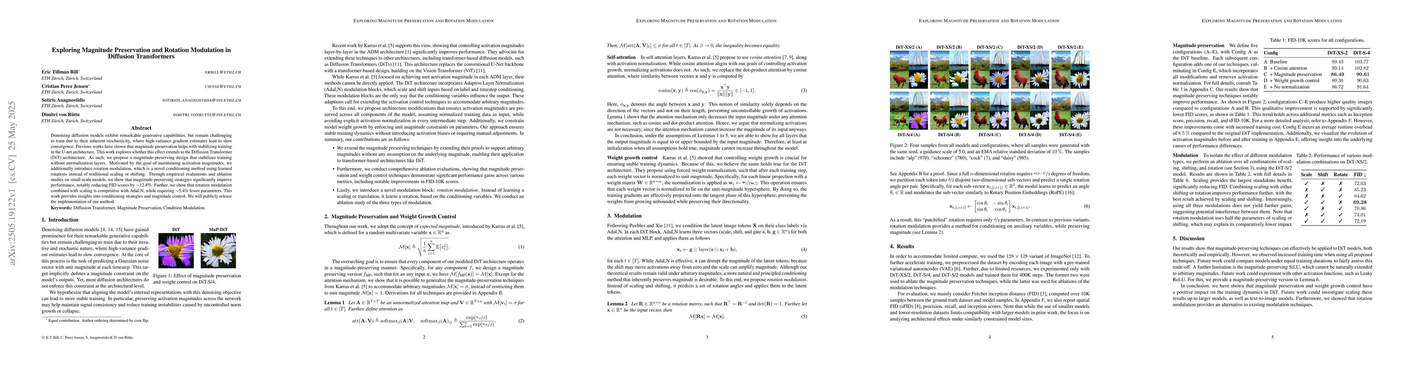 Thumbnail for Exploring Magnitude Preservation and Rotation Modulation in Diffusion
  Transformers