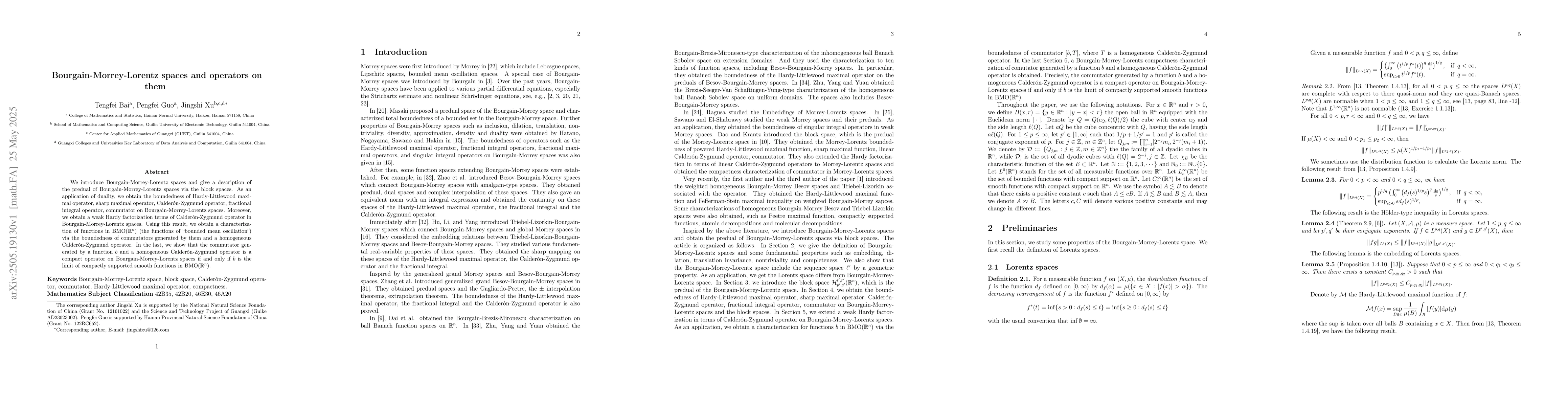 Thumbnail for Bourgain-Morrey-Lorentz spaces and operators on them