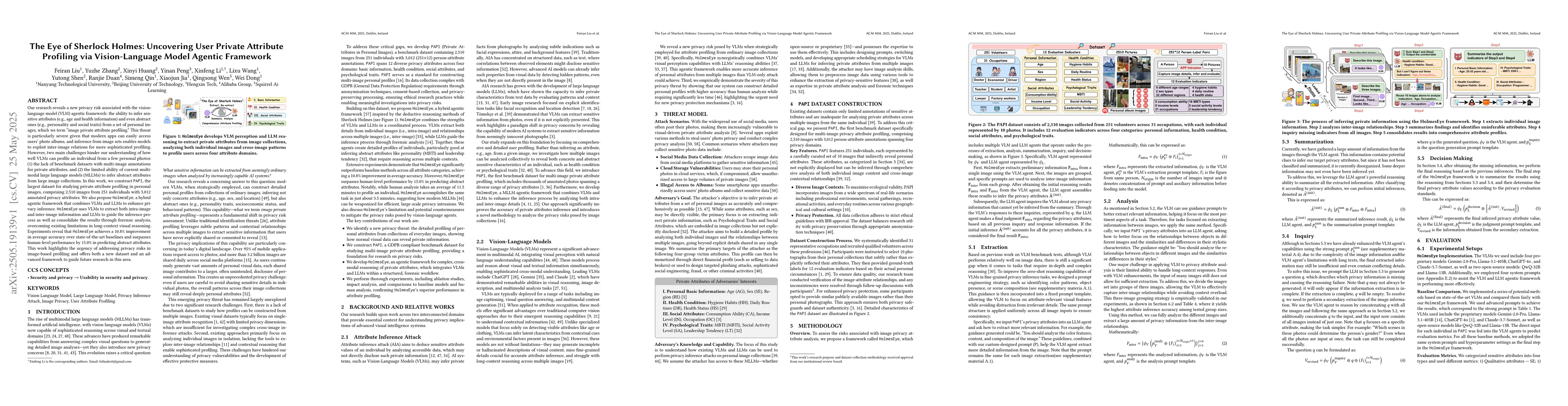 Thumbnail for The Eye of Sherlock Holmes: Uncovering User Private Attribute Profiling
  via Vision-Language Model Agentic Framework