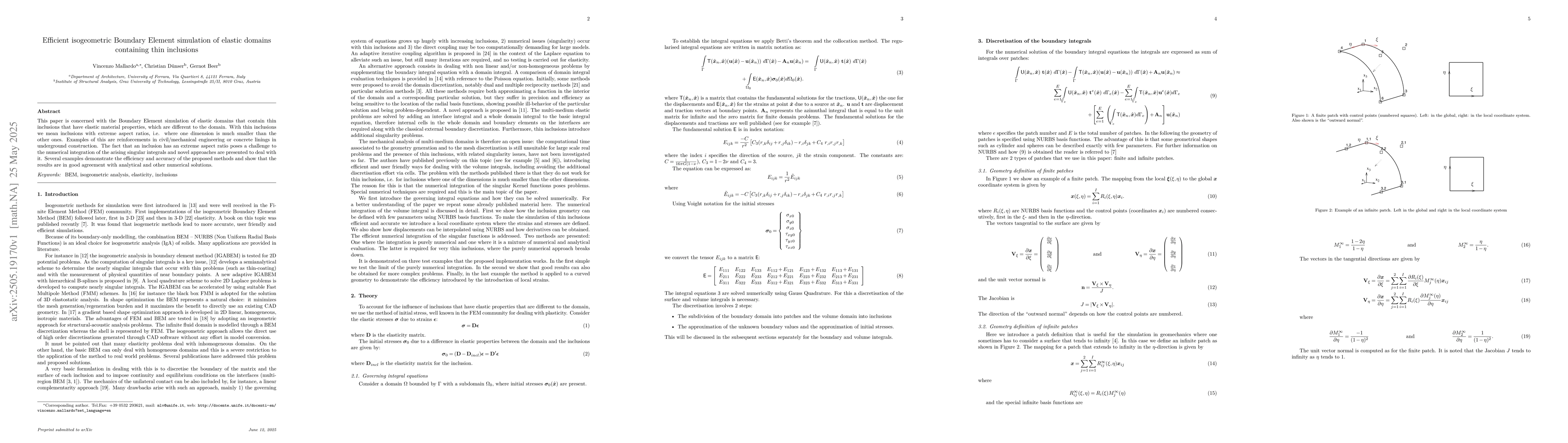Thumbnail for Efficient isogeometric Boundary Element simulation of elastic domains
  containing thin inclusions