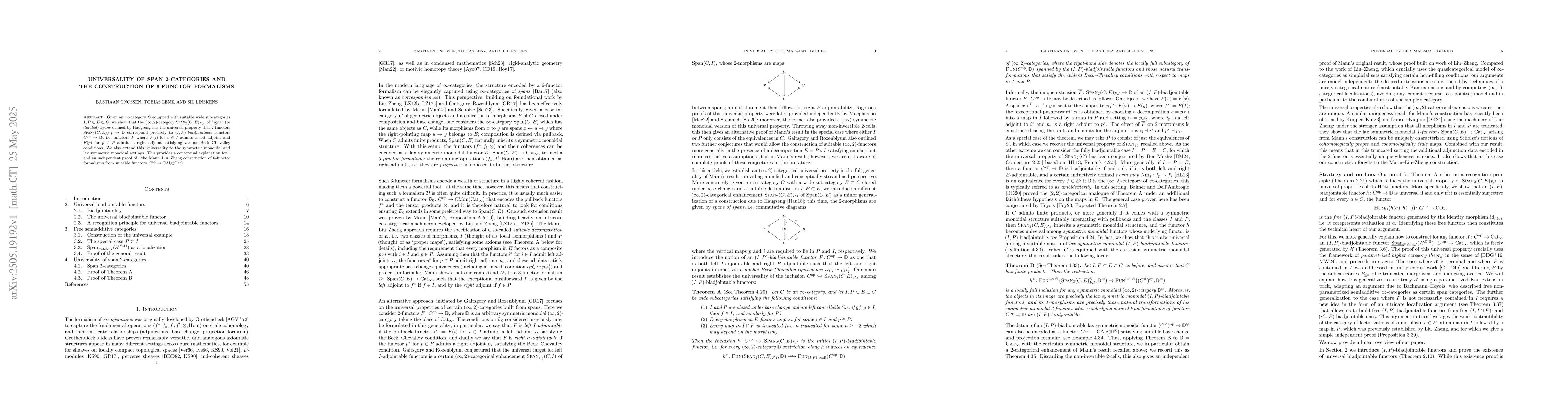Thumbnail for Universality of span 2-categories and the construction of 6-functor
  formalisms