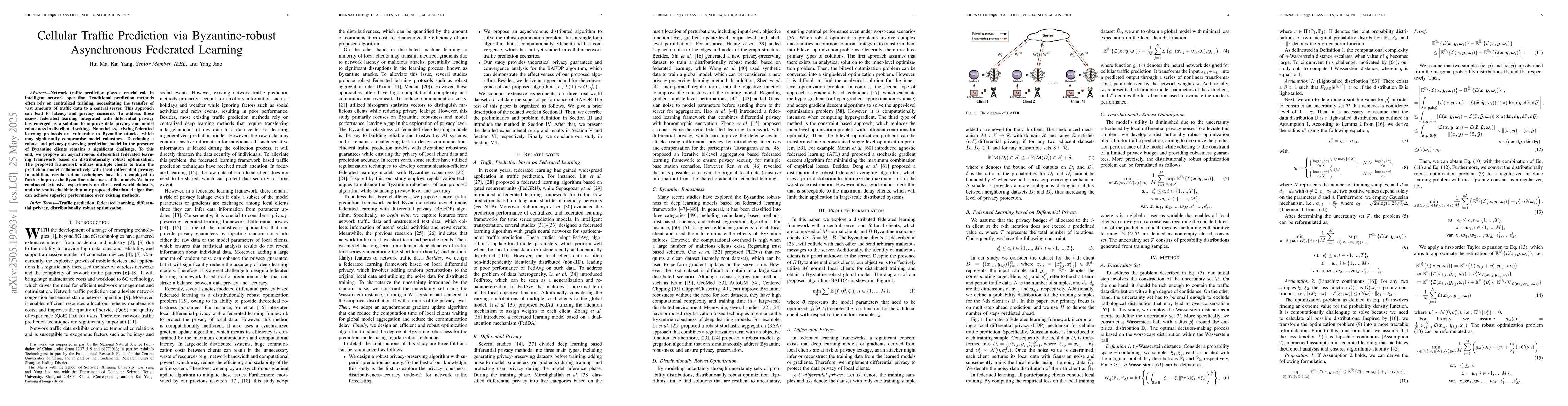 Thumbnail for Cellular Traffic Prediction via Byzantine-robust Asynchronous Federated
  Learning