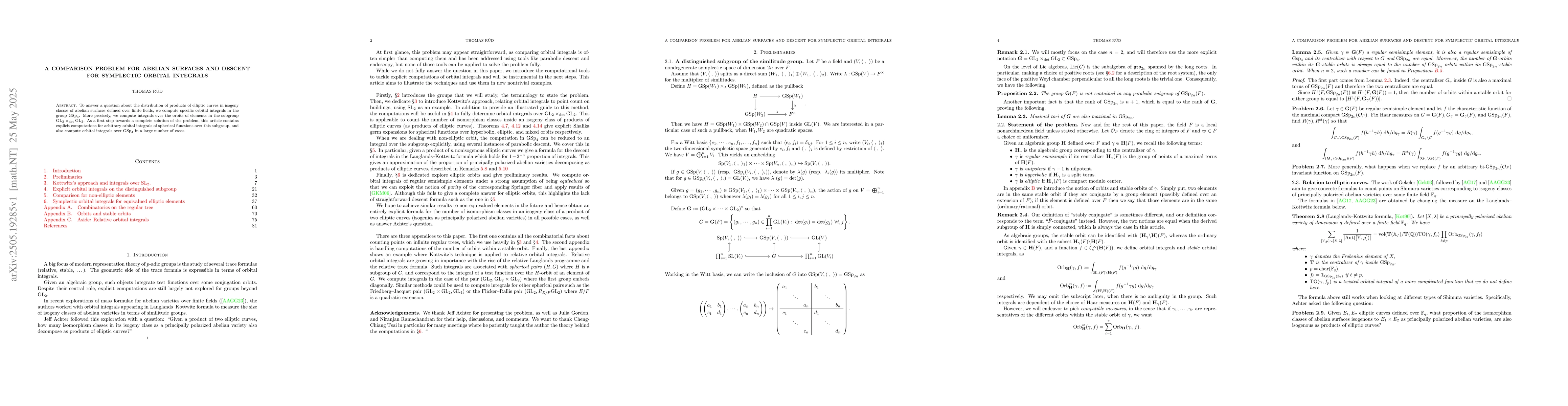 Thumbnail for A comparison problem for abelian surfaces and descent for symplectic
  orbital integrals
