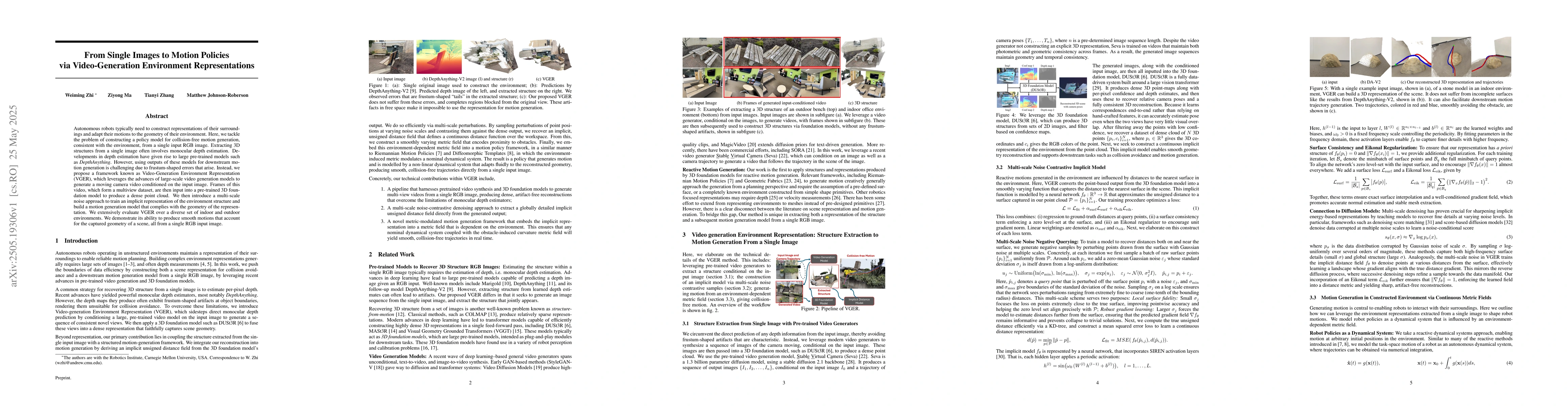 Thumbnail for From Single Images to Motion Policies via Video-Generation Environment
  Representations