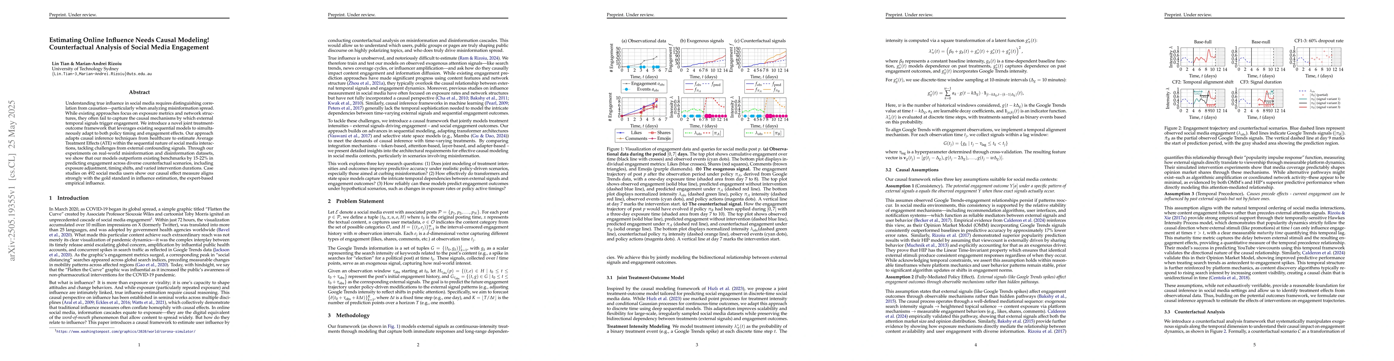 Thumbnail for Estimating Online Influence Needs Causal Modeling! Counterfactual
  Analysis of Social Media Engagement