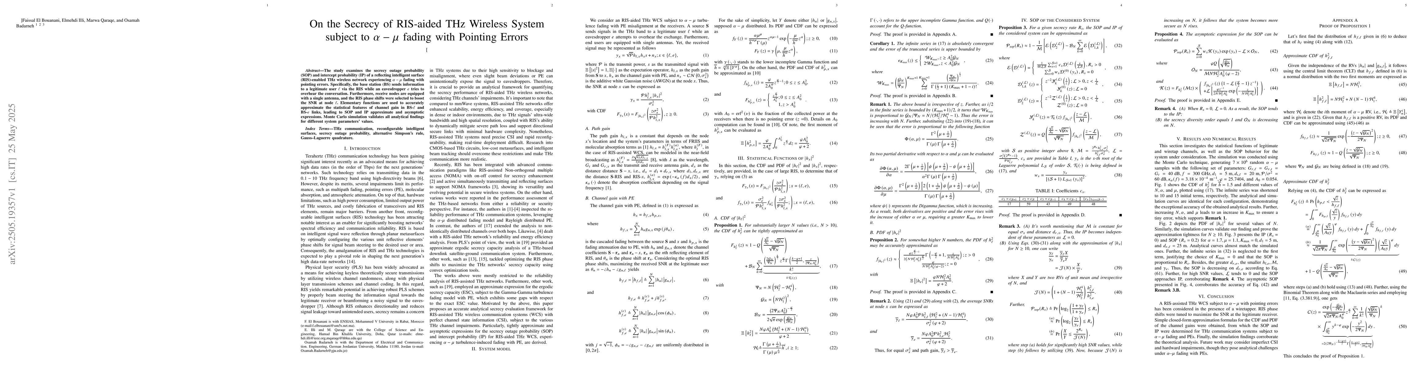 Thumbnail for On the Secrecy of RIS-aided THz Wireless System subject to $α-μ$
  fading with Pointing Errors