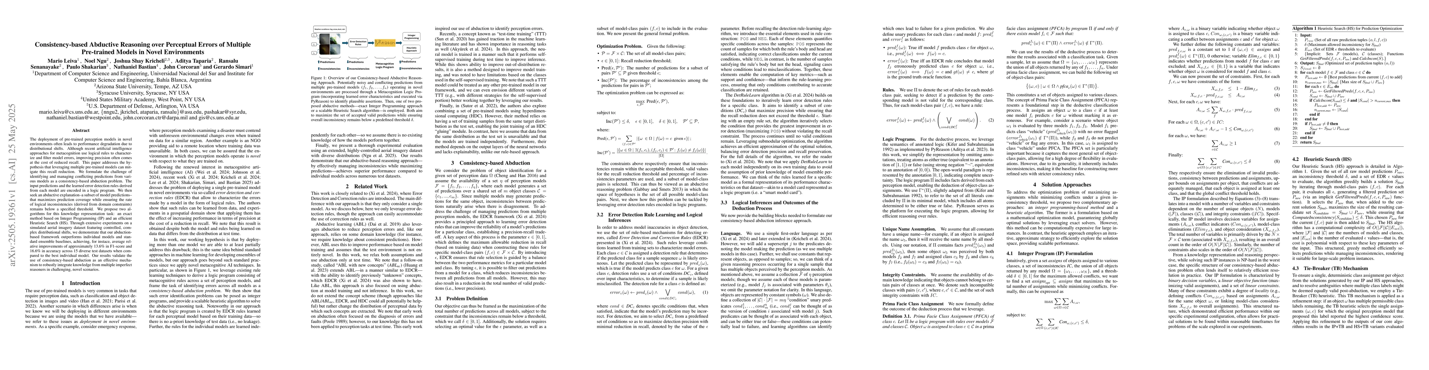 Thumbnail for Consistency-based Abductive Reasoning over Perceptual Errors of Multiple
  Pre-trained Models in Novel Environments