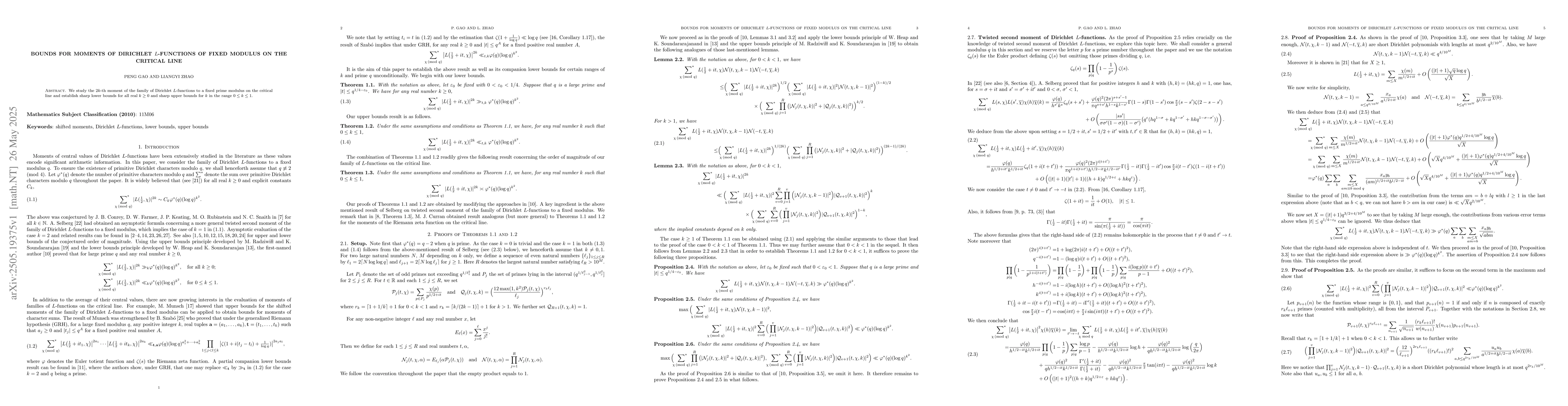 Thumbnail for Bounds for Moments of Dirichlet $L$-functions of fixed modulus on the
  critical line