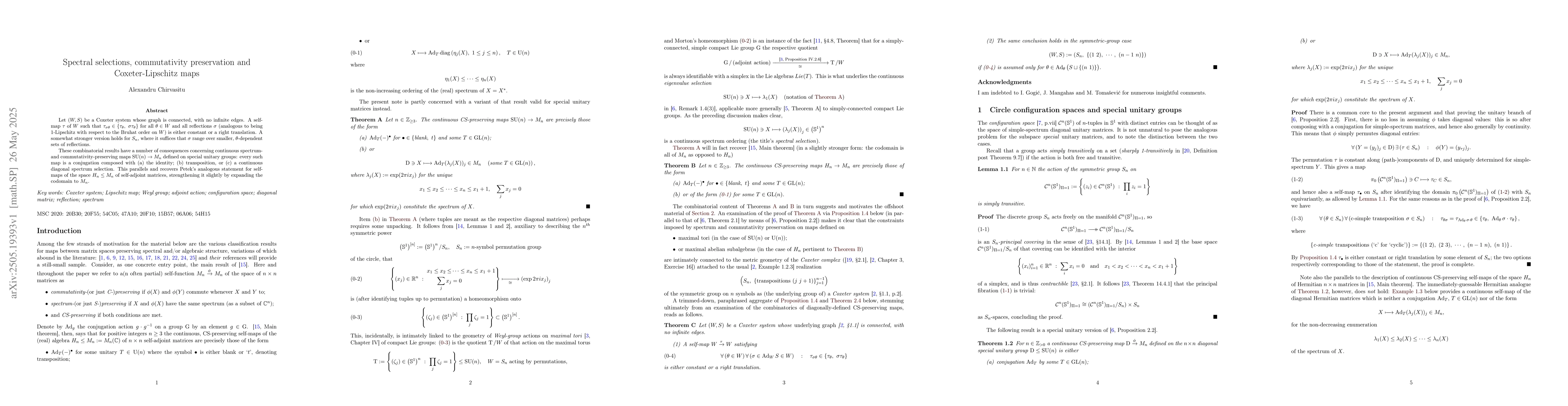 Thumbnail for Spectral selections, commutativity preservation and Coxeter-Lipschitz
  maps