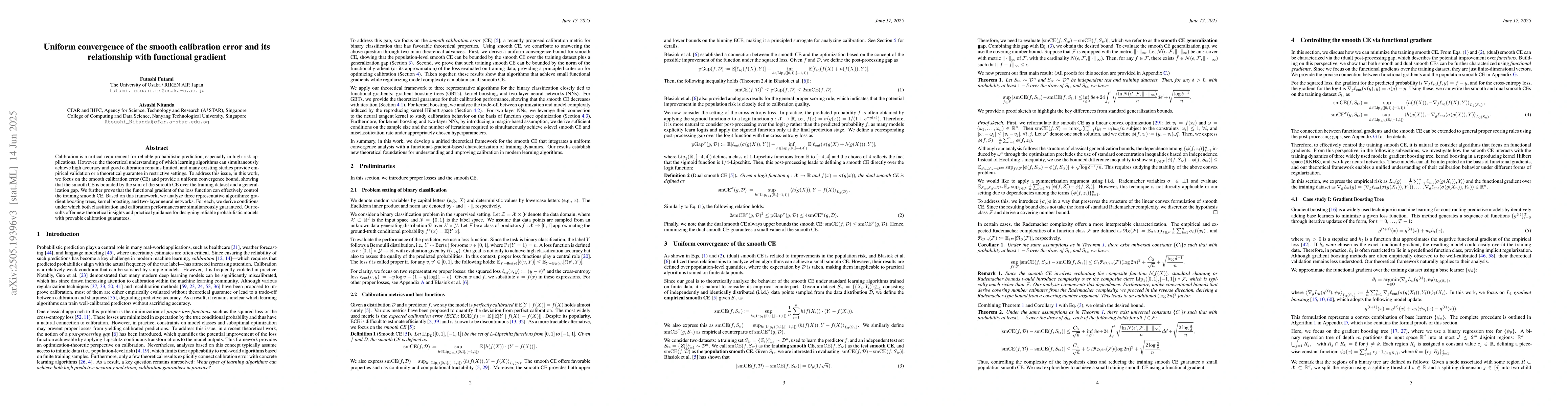 Thumbnail for Uniform convergence of the smooth calibration error and its relationship
  with functional gradient