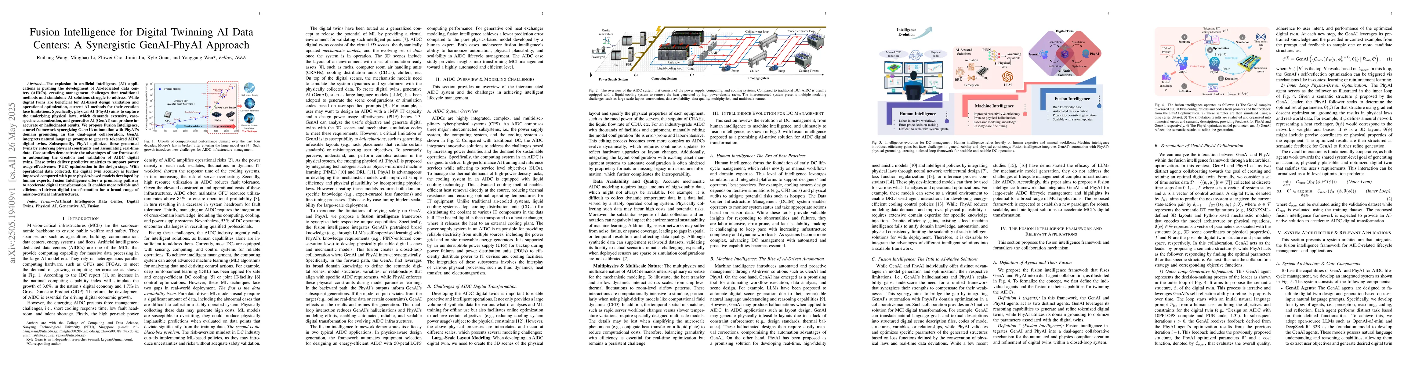 Thumbnail for Fusion Intelligence for Digital Twinning AI Data Centers: A Synergistic
  GenAI-PhyAI Approach