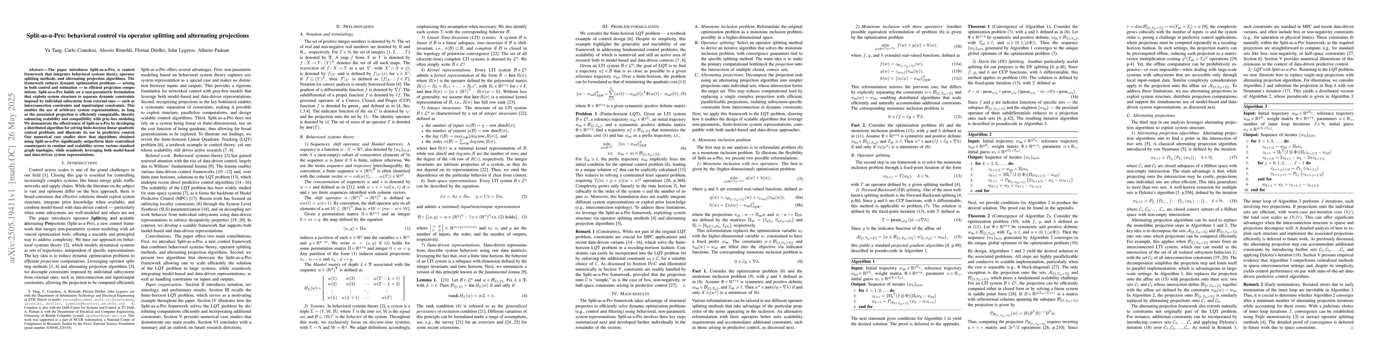 Thumbnail for Split-as-a-Pro: behavioral control via operator splitting and
  alternating projections