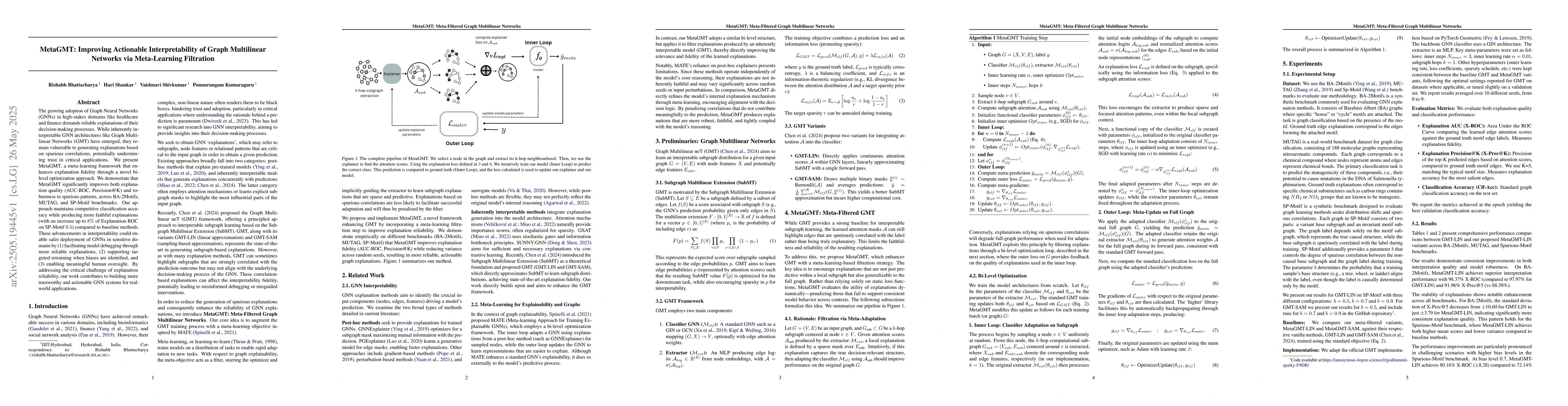 Thumbnail for MetaGMT: Improving Actionable Interpretability of Graph Multilinear
  Networks via Meta-Learning Filtration