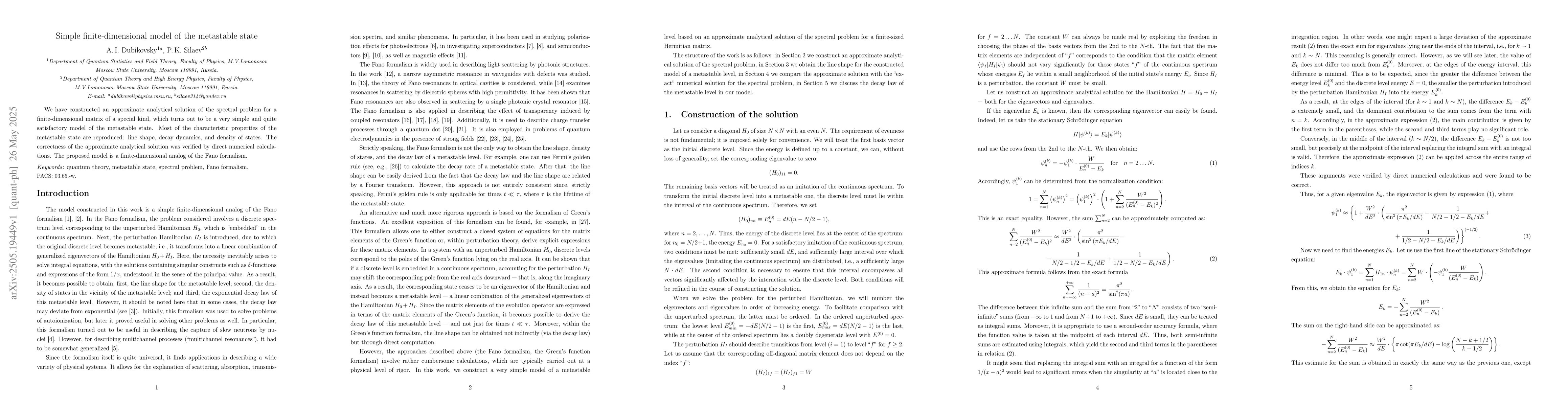 Thumbnail for Simple finite-dimensional model of the metastable state