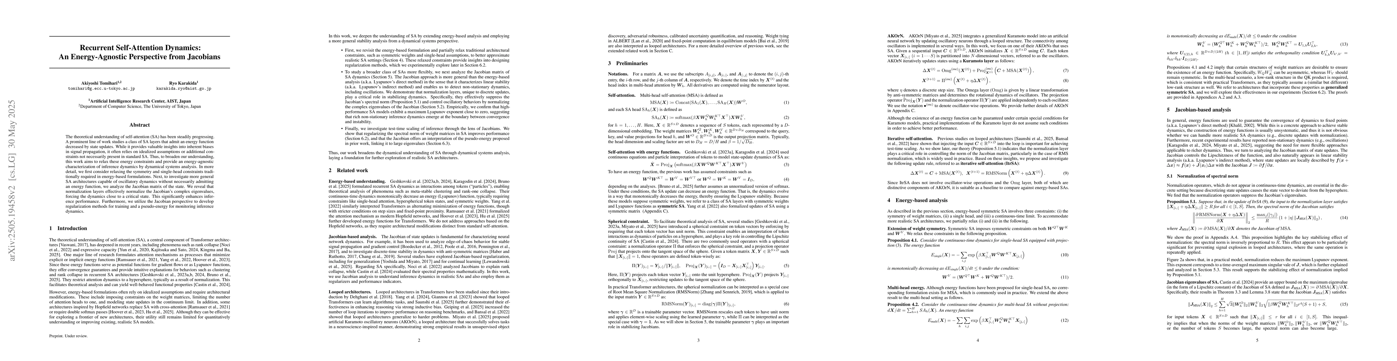 Thumbnail for Recurrent Self-Attention Dynamics: An Energy-Agnostic Perspective from
  Jacobians
