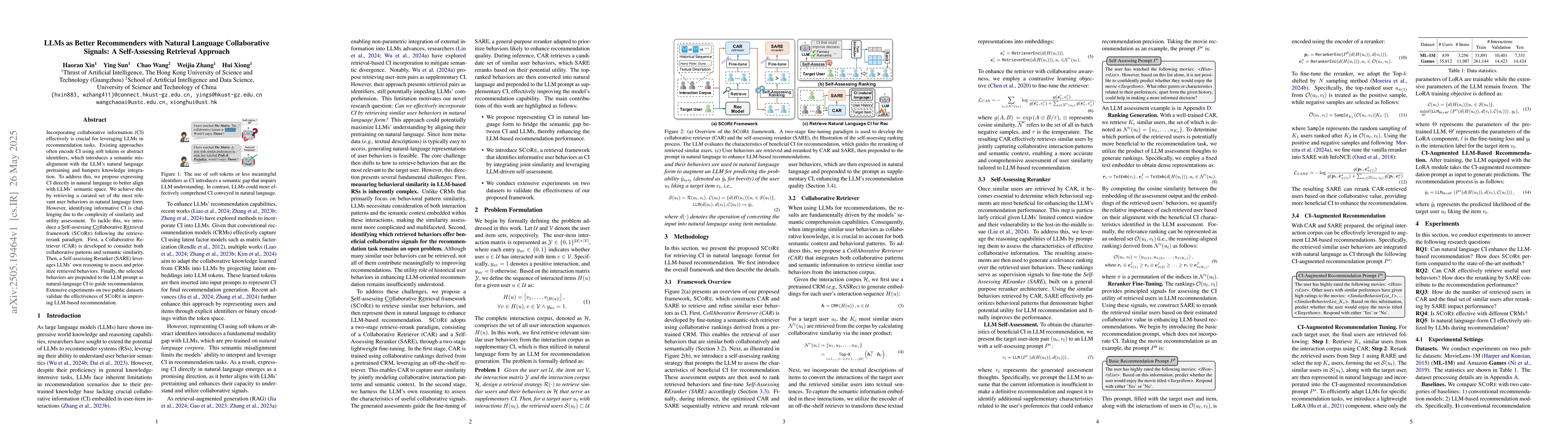 Thumbnail for LLMs as Better Recommenders with Natural Language Collaborative Signals:
  A Self-Assessing Retrieval Approach
