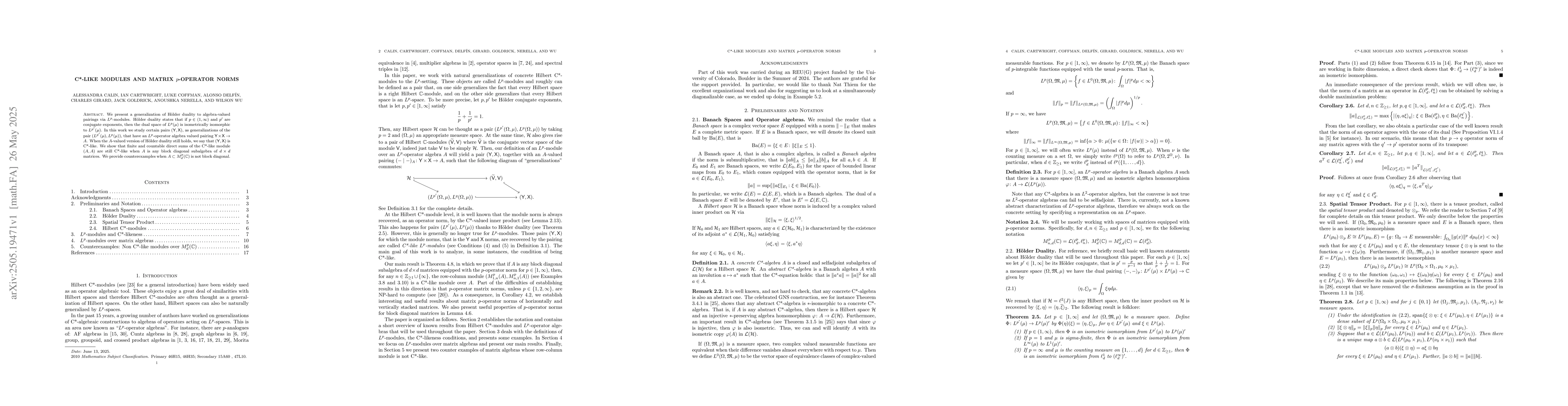 Thumbnail for C*-like modules and matrix $p$-operator norms