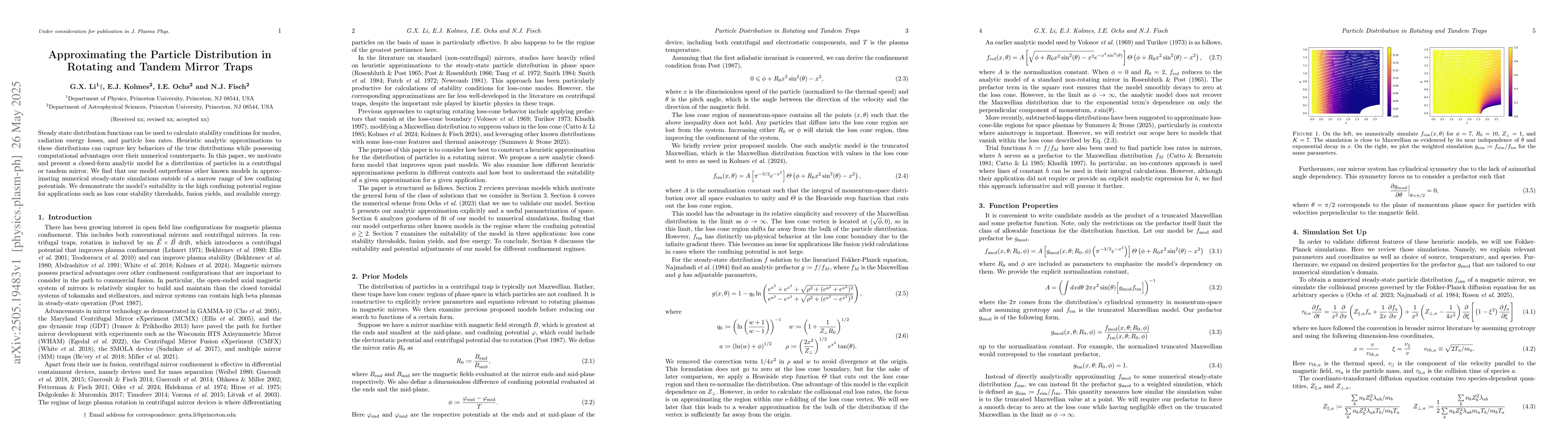 Thumbnail for Approximating the Particle Distribution in Rotating and Tandem Mirror
  Traps