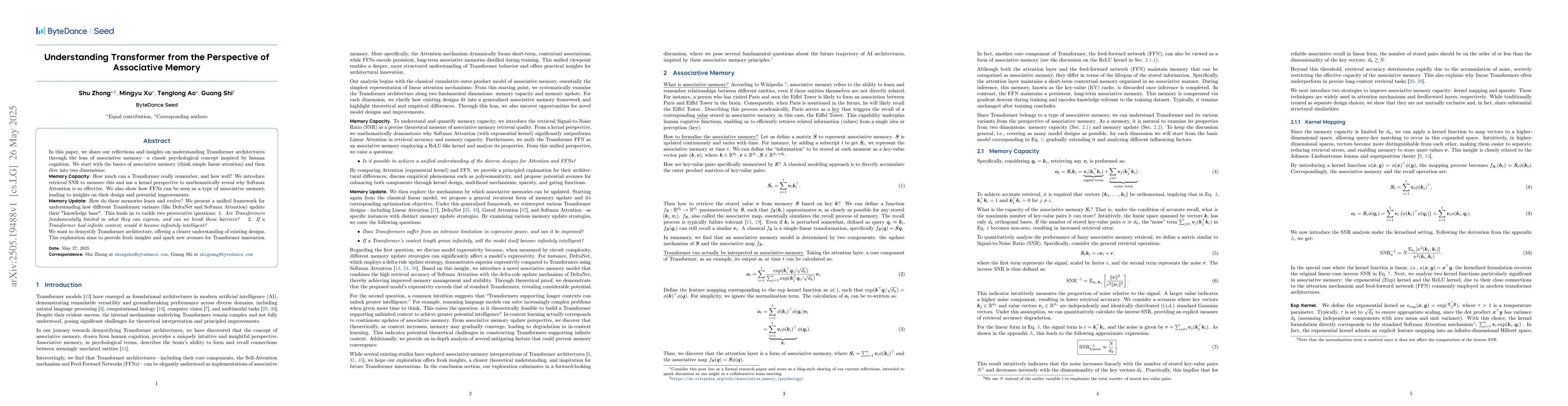 Thumbnail for Understanding Transformer from the Perspective of Associative Memory