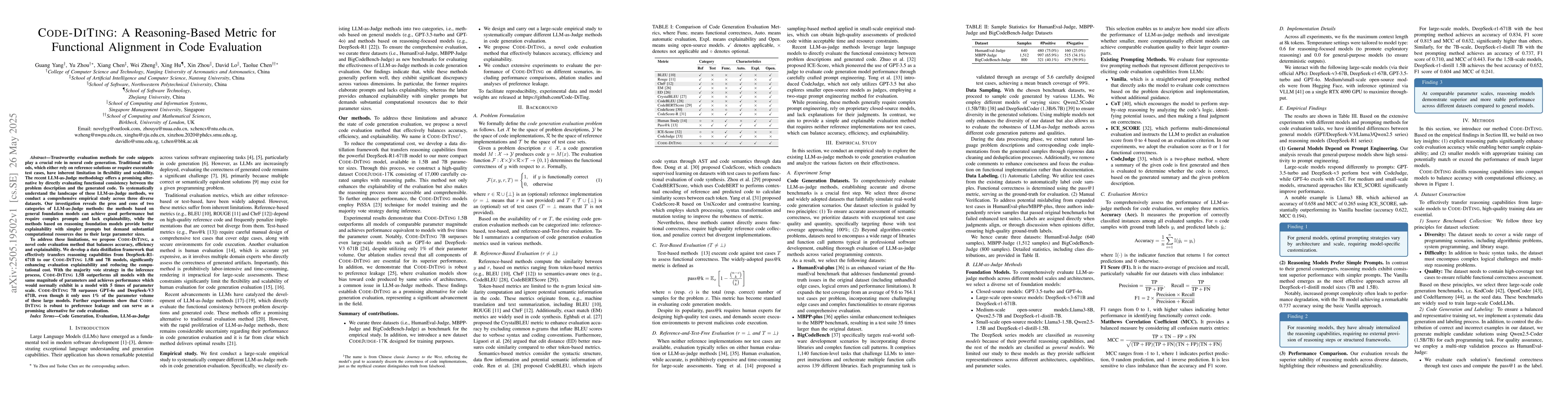 Thumbnail for CODE-DITING: A Reasoning-Based Metric for Functional Alignment in Code
  Evaluation