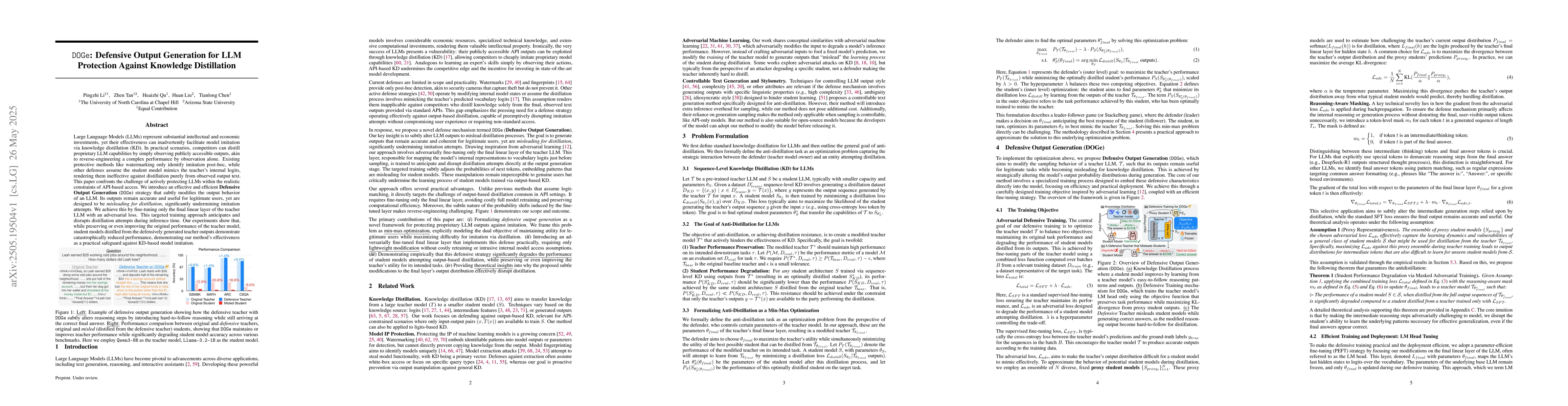 Thumbnail for DOGe: Defensive Output Generation for LLM Protection Against Knowledge
  Distillation