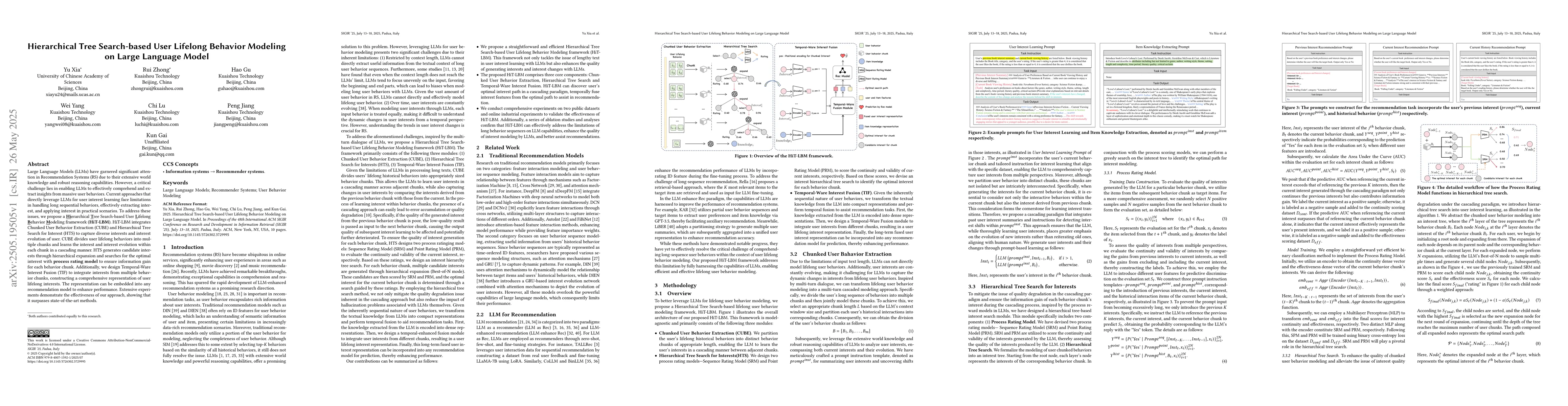 Thumbnail for Hierarchical Tree Search-based User Lifelong Behavior Modeling on Large
  Language Model