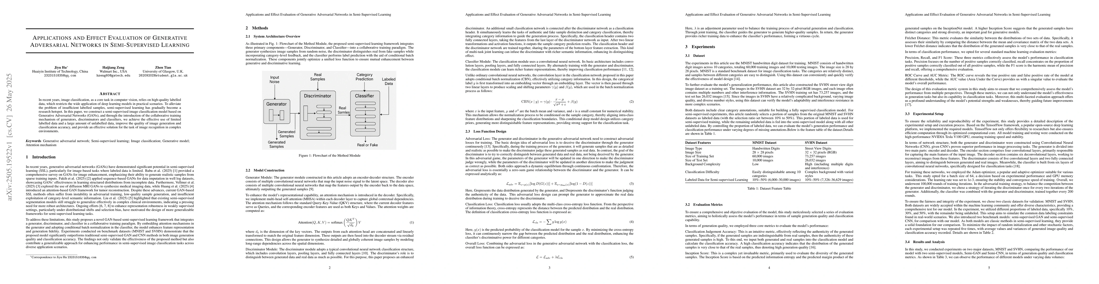 Thumbnail for Applications and Effect Evaluation of Generative Adversarial Networks in
  Semi-Supervised Learning