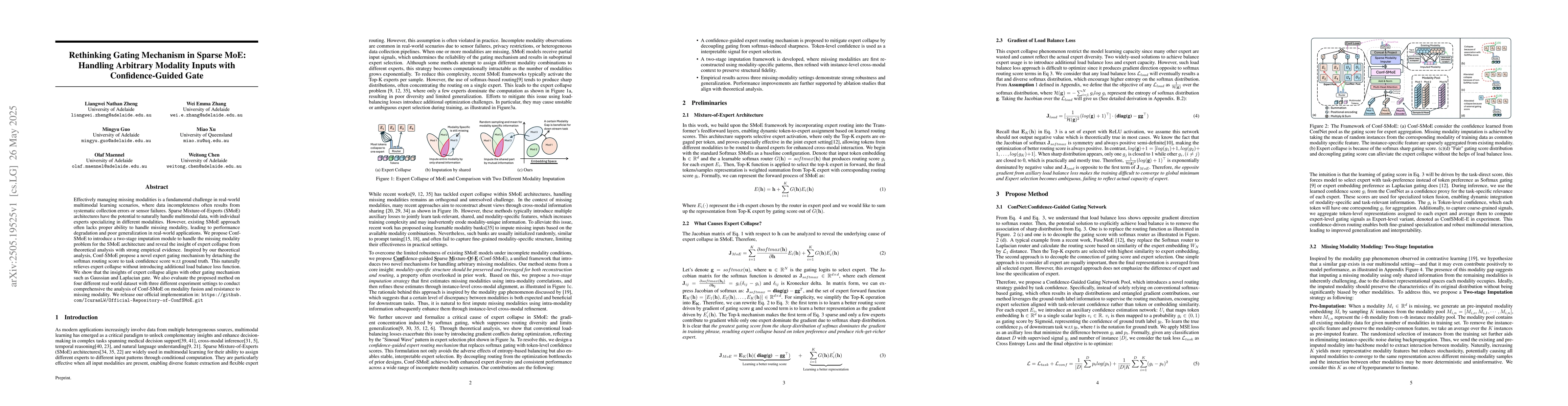 Thumbnail for Rethinking Gating Mechanism in Sparse MoE: Handling Arbitrary Modality
  Inputs with Confidence-Guided Gate