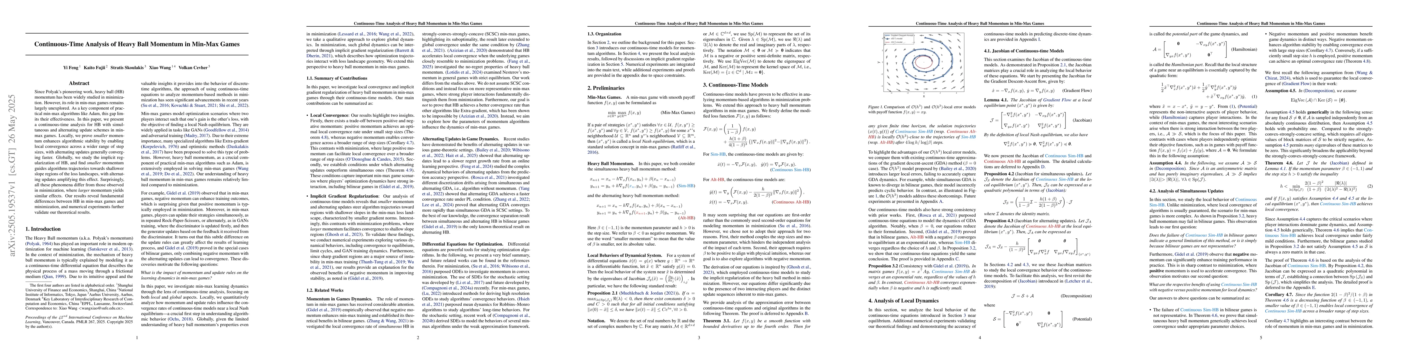 Thumbnail for Continuous-Time Analysis of Heavy Ball Momentum in Min-Max Games