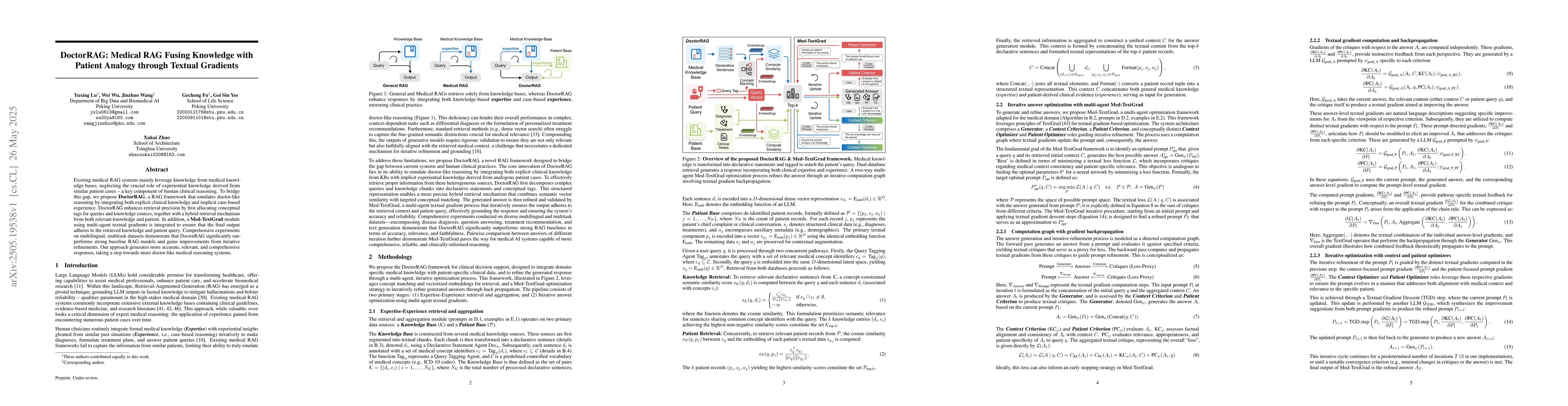 Thumbnail for DoctorRAG: Medical RAG Fusing Knowledge with Patient Analogy through
  Textual Gradients