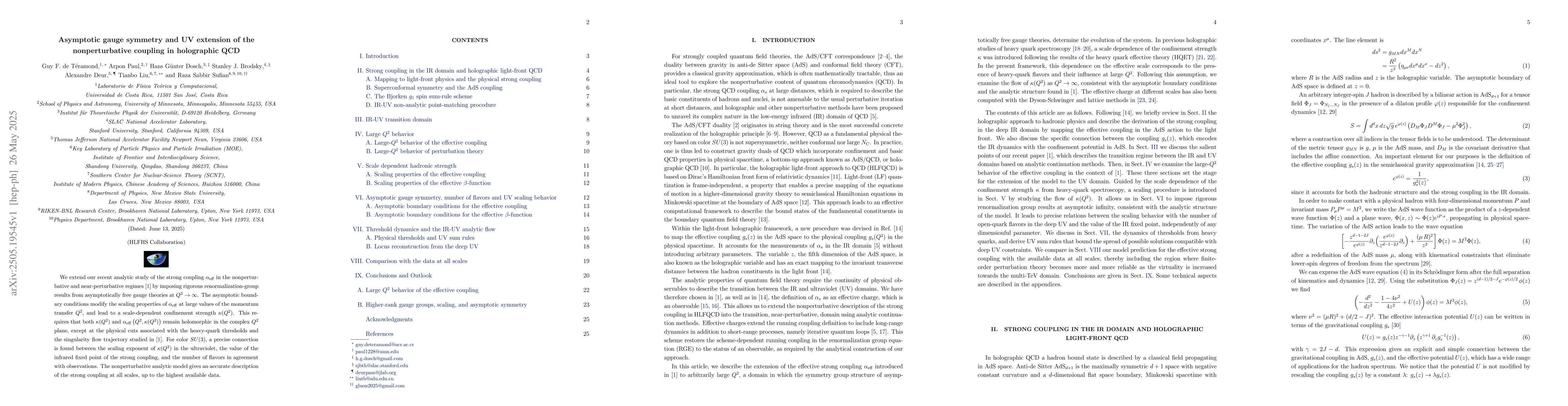 Thumbnail for Asymptotic gauge symmetry and UV extension of the nonperturbative
  coupling in holographic QCD