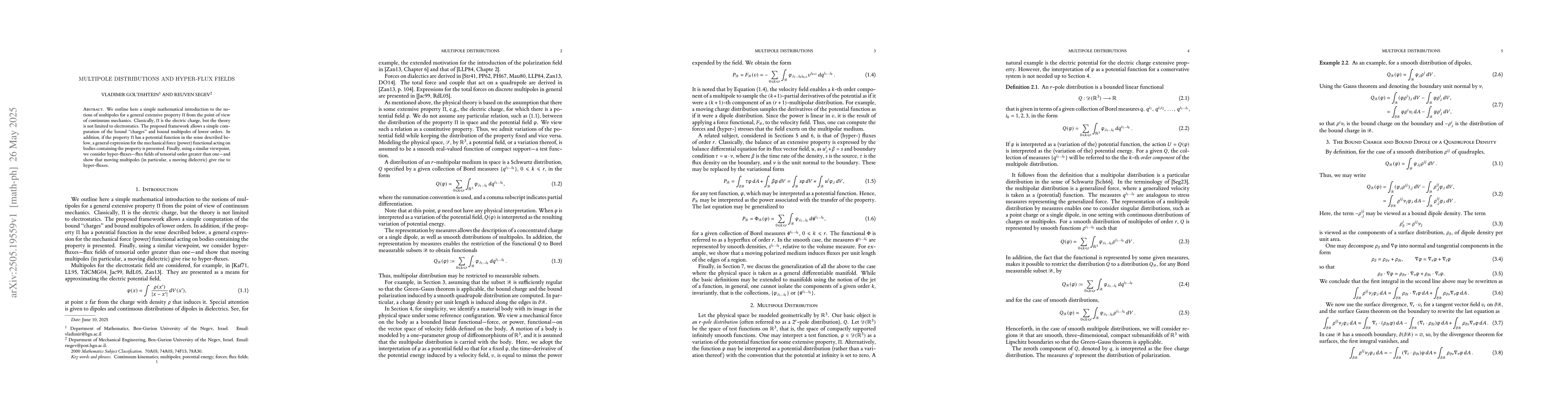 Thumbnail for Multipole Distributions and Hyper-Flux Fields