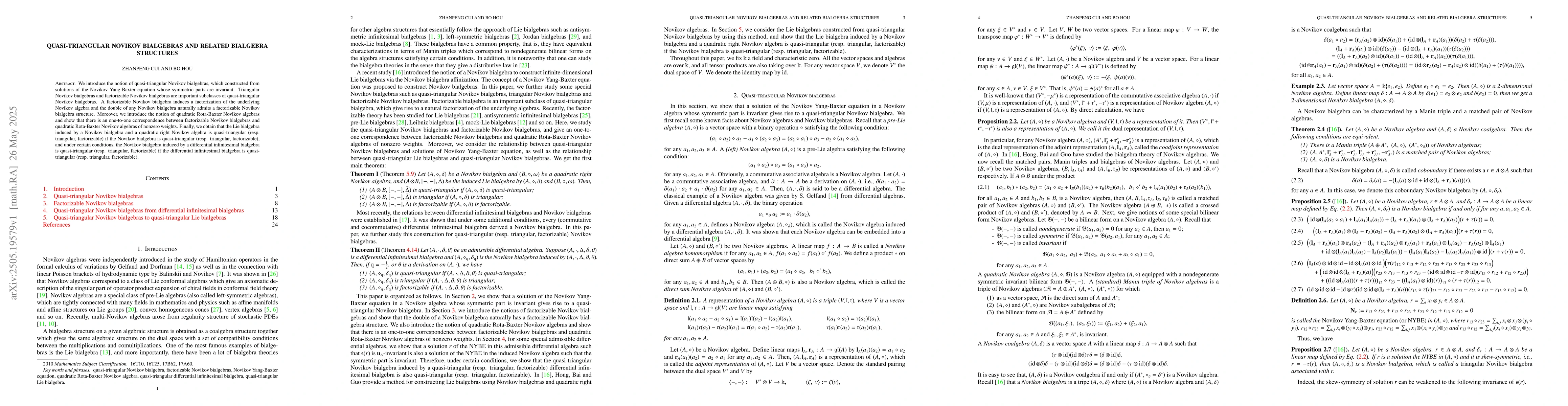 Thumbnail for Quasi-triangular Novikov bialgebras and related bialgebra structures
