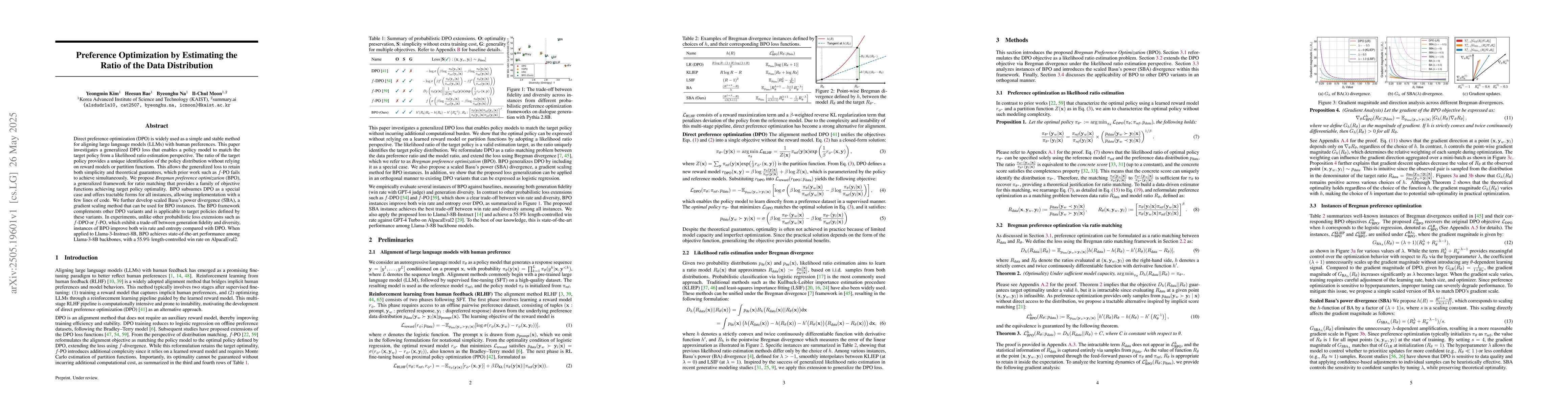 Thumbnail for Preference Optimization by Estimating the Ratio of the Data Distribution