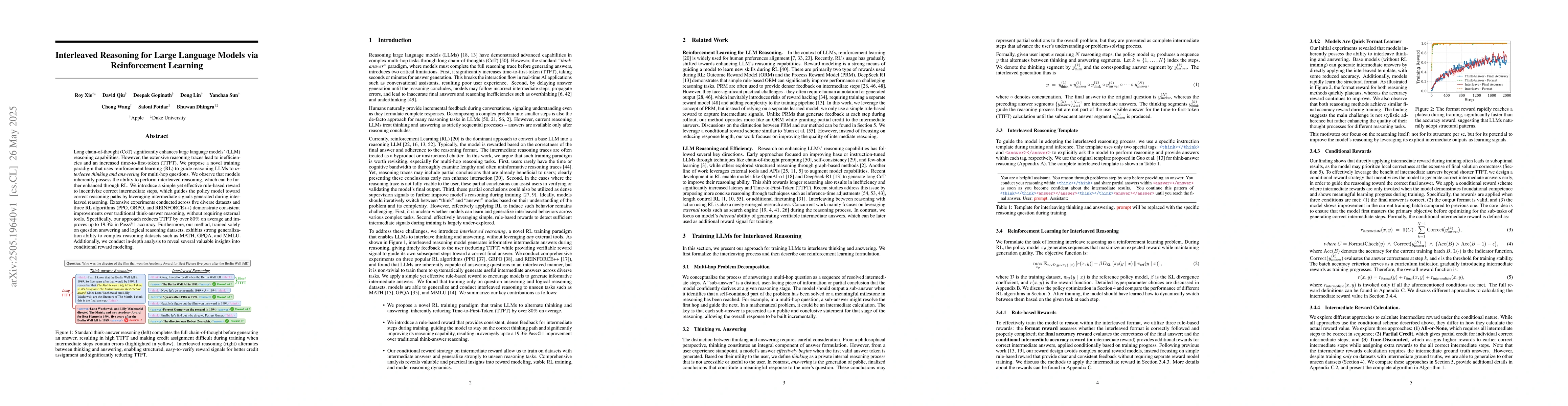 Thumbnail for Interleaved Reasoning for Large Language Models via Reinforcement
  Learning