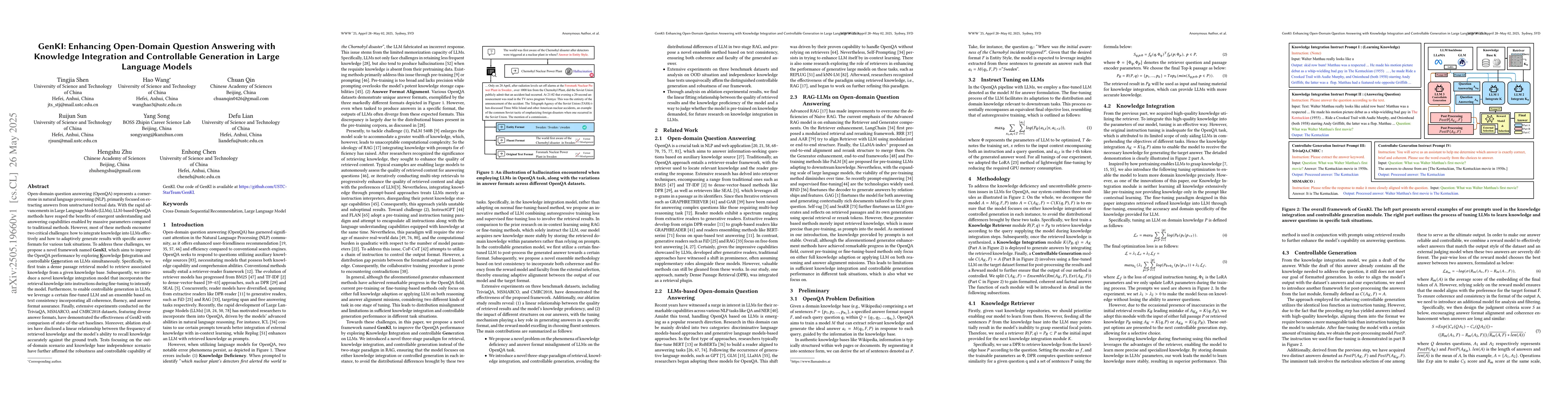 Thumbnail for GenKI: Enhancing Open-Domain Question Answering with Knowledge
  Integration and Controllable Generation in Large Language Models