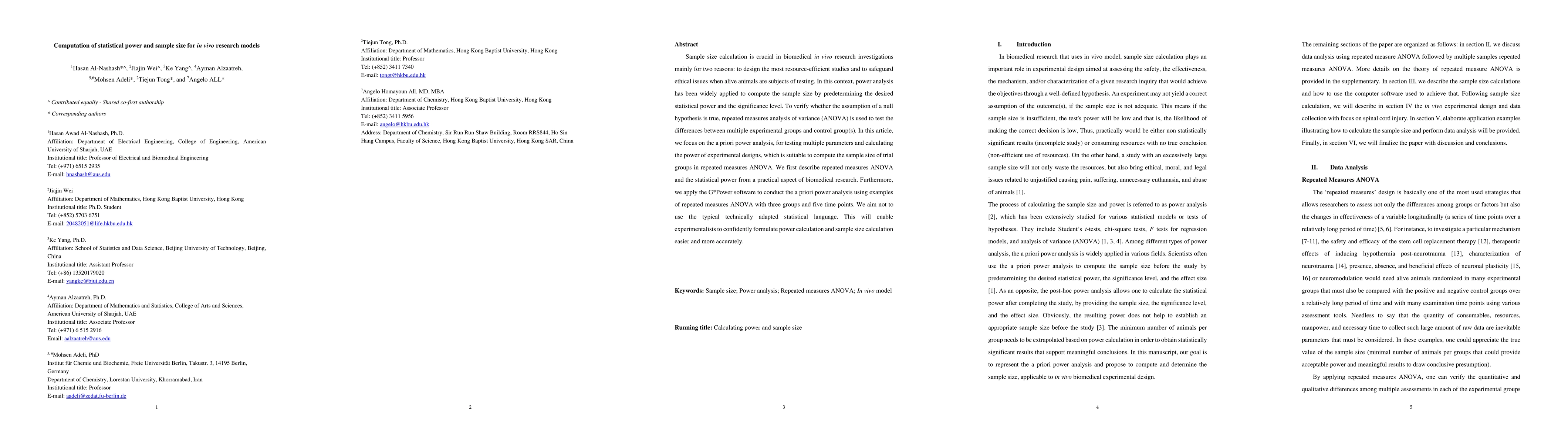 Thumbnail for Computation of statistical power and sample size for in vivo research
  models