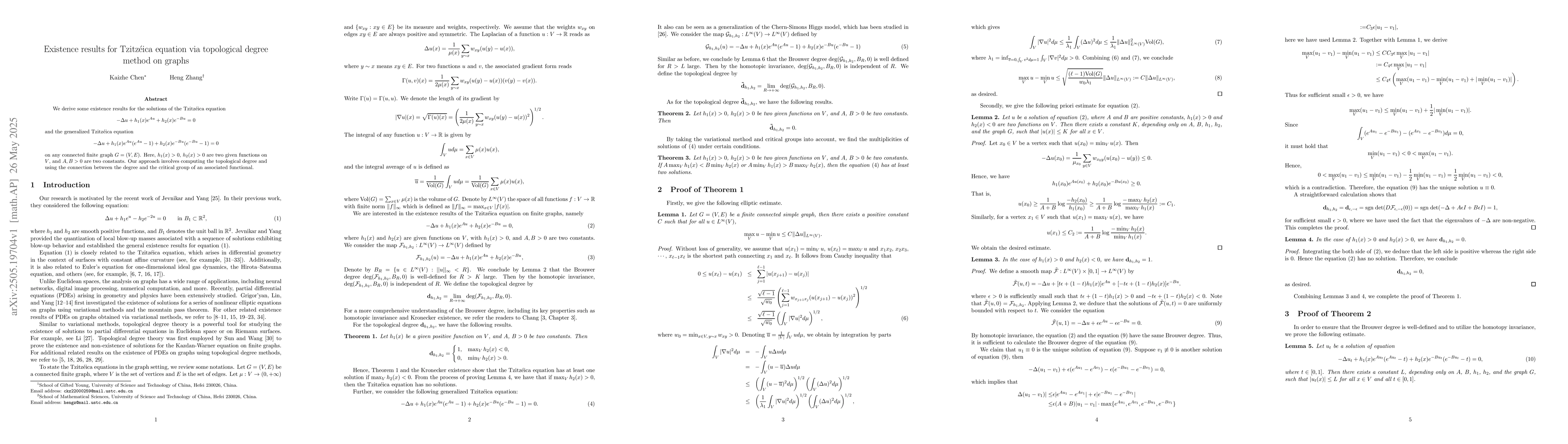 Thumbnail for Existence results for Tzitzéica equation via topological degree method
  on graphs