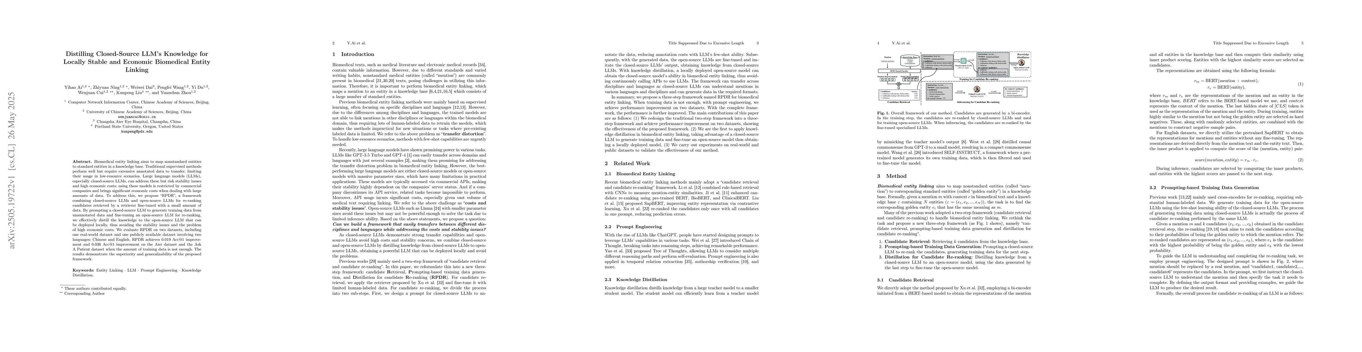 Thumbnail for Distilling Closed-Source LLM's Knowledge for Locally Stable and Economic
  Biomedical Entity Linking