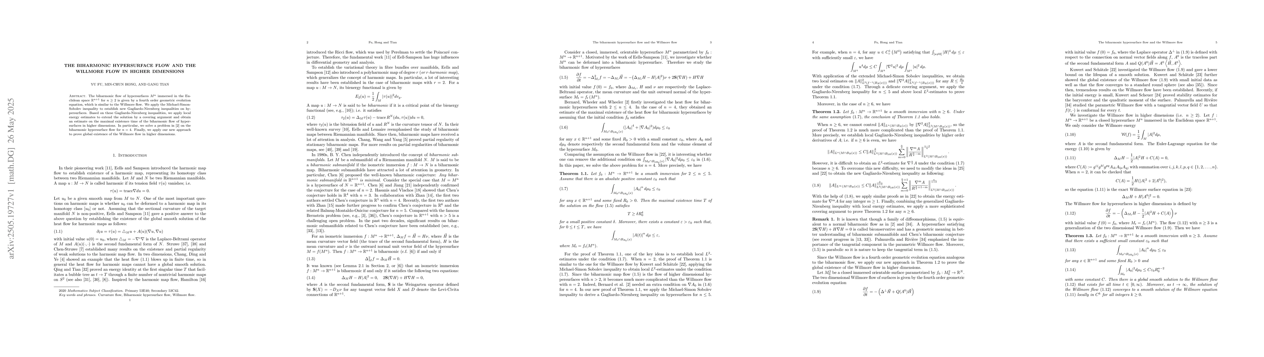 Thumbnail for The biharmonic hypersurface flow and the Willmore flow in higher
  dimensions